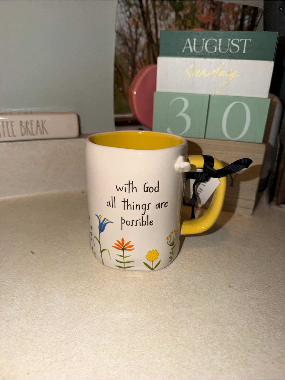 Rae Dunn with God all things are possible mug